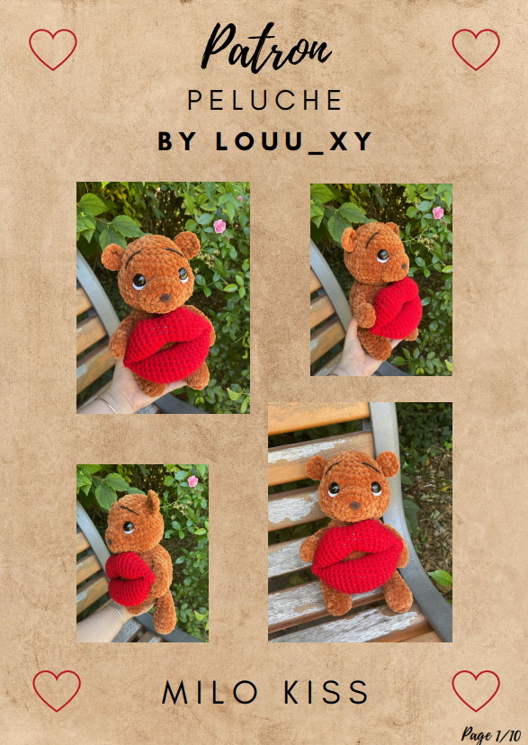 Modèle de Milo kiss, l’ours au crochet ( Ebook numérique )